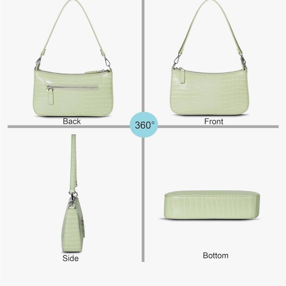 Light green croc Cross Body Clutch Purse - Picture 4 of 5